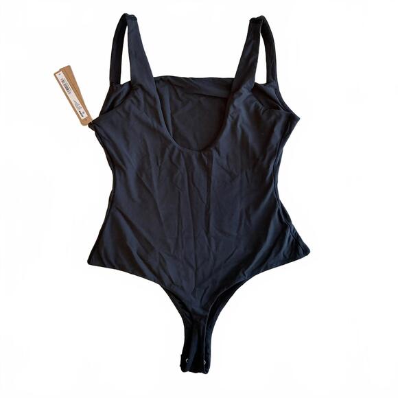 NWT Skims Fits Everybody Square Neck Bodysuit Onyx Black Size Medium - Picture 3 of 7